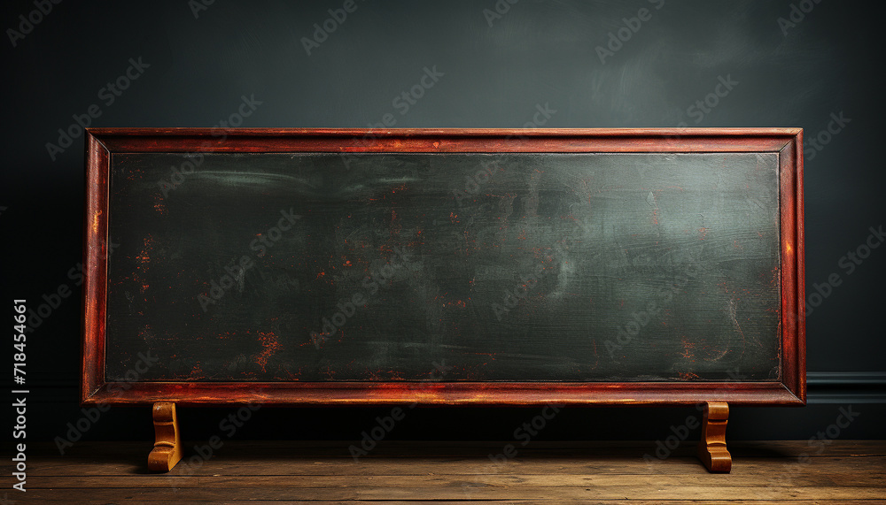 Poster old blackboard in rustic classroom, empty space for teaching generated by ai