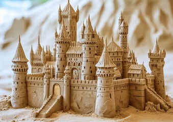 Sand Castle Built on Beach Shoreline Delights Visitors