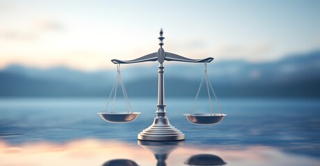 An illustration of scales of justice made of gold or copper - obrazy, fototapety, plakaty
