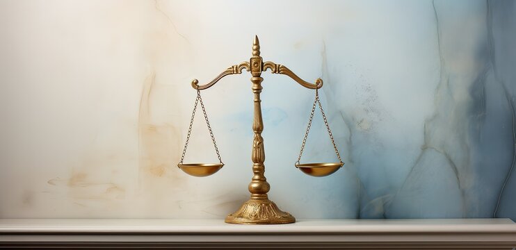 An illustration of scales of justice made of gold or copper