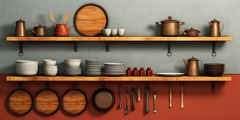 Fototapeta na wymiar Various kinds of cutlery in a kitchen. generative AI