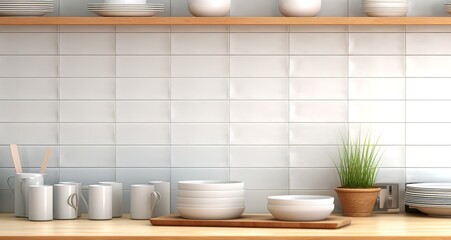 Fototapeta na wymiar Various kinds of bowls in a kitchen. generative AI