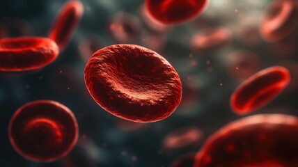 Red blood cells with a dramatic backlight effect