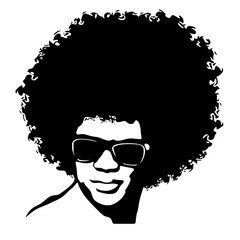 Afro Style Black and White Silhouette Vector SVG Laser Cut T- Shirt Design Print Generative AI