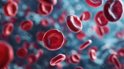 Red blood cells in a blue plasma background