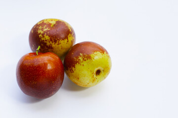 Fresh jujube fruit on white background