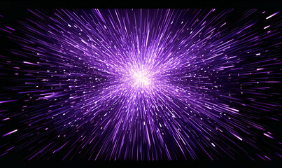 Futuristic Abstract Background: Blue Glowing Energy Explosion in Space, Bright Stars, and Cosmic Speed Effect