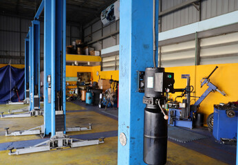 Garage Car Service Centre Auto Repair Workshop Background, Selective Focus