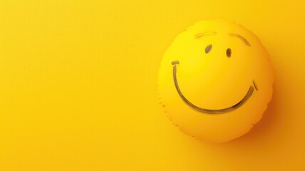 A yellow smiling balloon on a yellow background