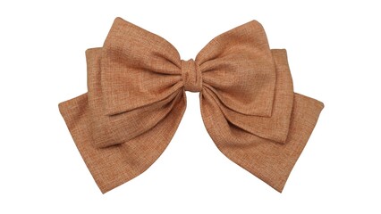 Delicate bronze cotton fabric bow trio on white background - rustic elegance for your design projects