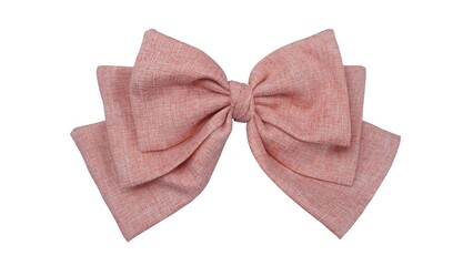 Delicate pale red cotton fabric bow trio on white background - rustic elegance for your design projects