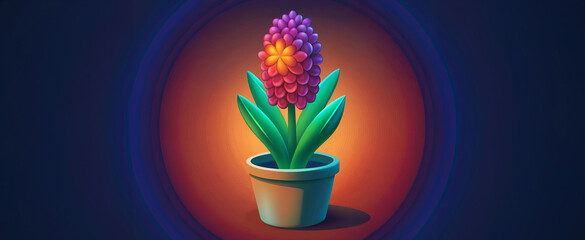Hyacinth 3D object. Gradation. Spring background. banner.