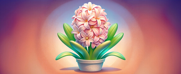 Hyacinth 3D object. Gradation. Spring background. banner. - obrazy, fototapety, plakaty