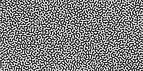 Turing reaction diffusion monochrome seamless pattern with chaotic motion .Linear design with biological shapes. Organic lines in memphis. abstract turing organic wallpaper background .