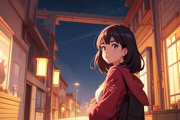 a cute and beautiful anime girl
