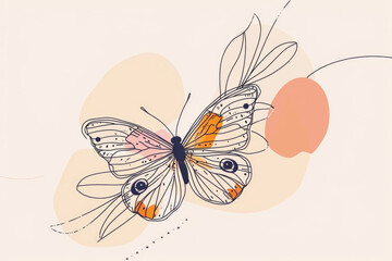 Butterfly in One continuous line drawing. 