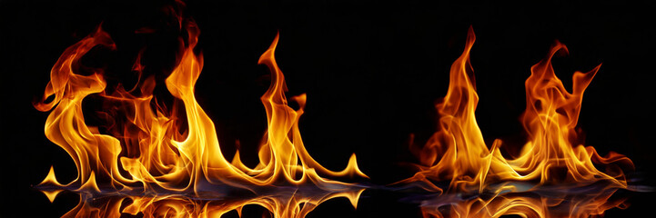 Fire flames on a black background