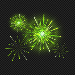 Vector firework animation realistic transparent concept with celebration symbols illustration