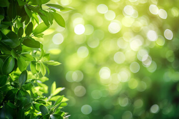 Fototapeta premium Abstract Green smooth background with light bokeh Nature clear backgrounds in the morning 