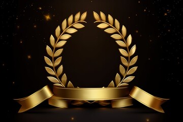 An illustration of gold wreath leaves. generative AI