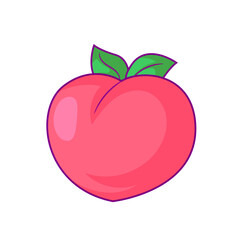 Vector peach fruit cartoon vector icon illustration