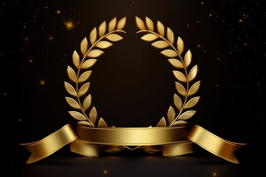 An illustration of gold wreath leaves. generative AI