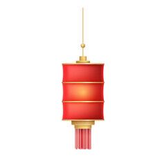 vector red chinese lantern of circular shape realistic composition with flattened festive lantern