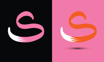 Initial letter S combine with fox tail BLACK and PINK