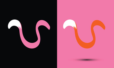 Initial letter U combine with fox tail BLACK and PINK