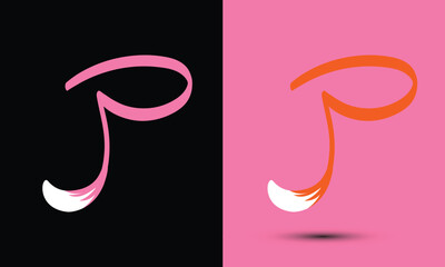 Initial letter i combine with fox tail BLACK and PINK