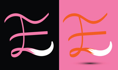 Initial letter E combine with fox tail BLACK and PINK