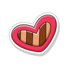 Chocolate heart box valentine theme sticker illustration