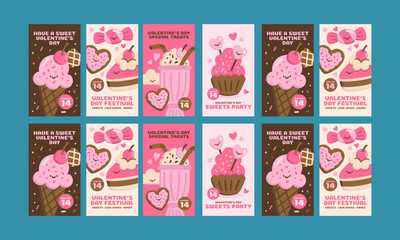 happy valentine day social media stories vector flat design