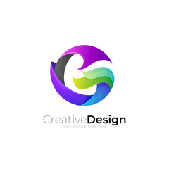 G logo template, 3d colorful style, letter G with modern style