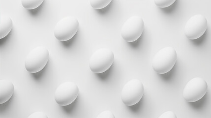 minimal top view of eggs on a white Easter background	
