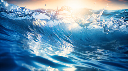Underwater Beauty of the Ocean, Blue Sea Waves and Light Patterns, Tranquil Tropical Water Landscape