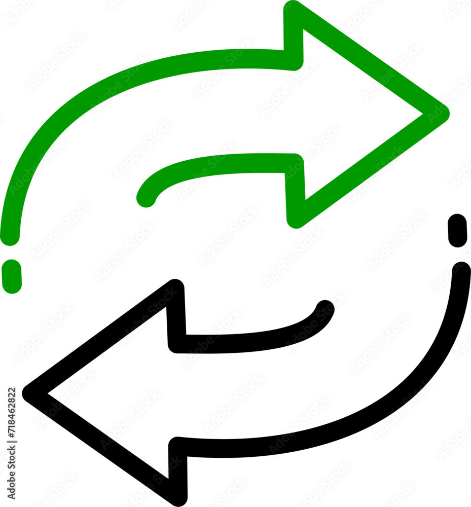 Poster double reverse arrow, replace icon, exchange linear sign on white background . replaceable vector de