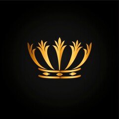 Fototapeta premium Simple crown symbol in gold against a black backdrop