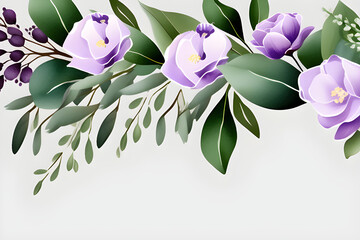 Watercolor Floral Illustration: A rustic clip art of eucalyptus and lavender generative ai