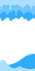フレーム素材_垂れた液体_水色