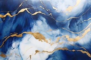 Luxury abstract fluid art painting background alcohol ink technique white and blue color	
