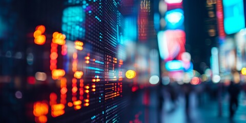 Naklejka premium Display of Stock market quotes on LED screen, stock market investment concept