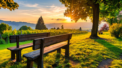 Rural Vineyard Landscape in Summer, Agriculture and Wine Production, Scenic Countryside and...