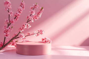Fototapeta na wymiar 3D background pink podium stone display. 