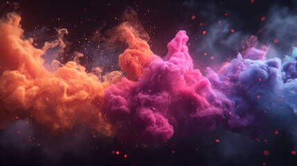 Stunning visualization of colorful interstellar nebulae, mimicking a cosmic phenomenon in a creative design. Abstract and texture background concept.