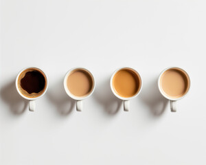 multiple coffee cup's, overhead view