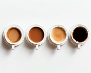 Obraz na płótnie Canvas multiple coffee cup's, overhead view