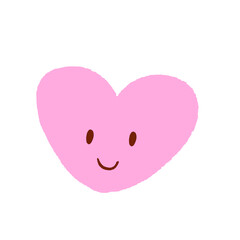 水彩手描き　ピンクのハート　笑顔　イラスト