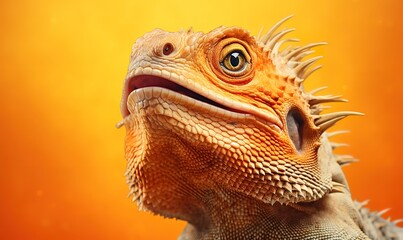 Fototapeta premium Iguana head was photographed from close range. generative AI