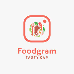 Food and camera for food vlogger logo design